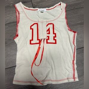 Red and White Crop Top